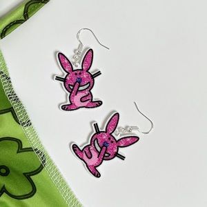 Pink Happy Bunny Earrings Y2K 2000s
